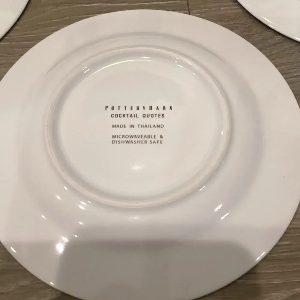Pottery Barn Appetizer Plate Set Quote Funny Bar Cart Party Hostess Gift Classic